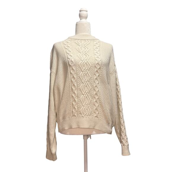 Urban Outfitters Womens M Sweater Cable Knit Fishermen Cozy Neutral Autumn Warm - Picture 1 of 10